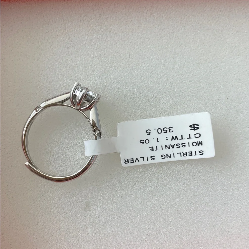 Sterling Silver Stamped S925 Moissanite CTTW: 1. 05 Women’s Ring